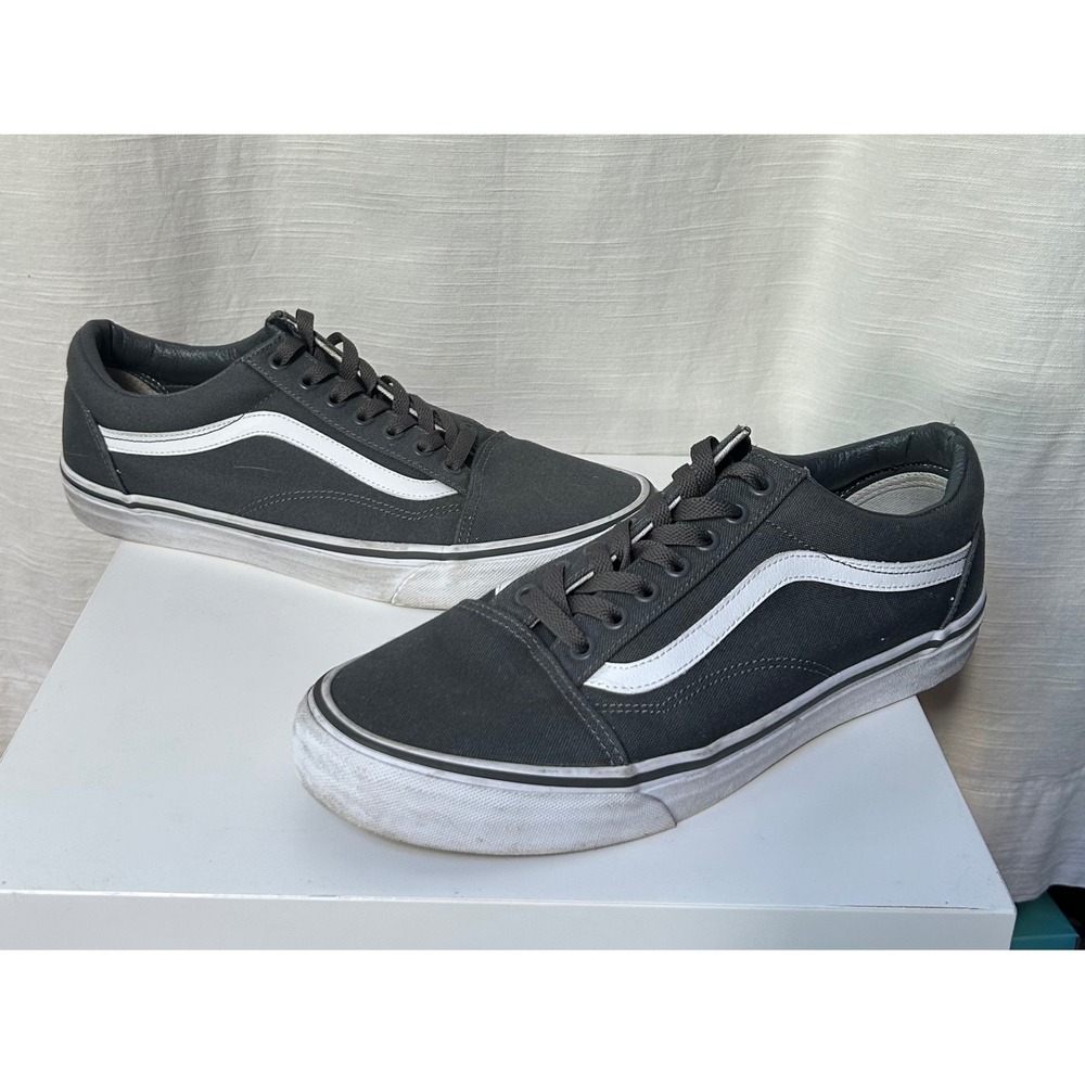 Vans Old Skool Charcoal Gray White Low Top Skate Shoes Mens 11 614992